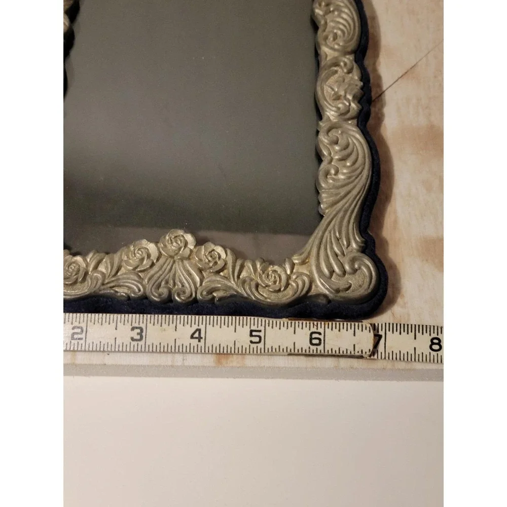 Vintage Ornate Silverplate Picture Frame Victorian Rose And Scroll Whimsy Goth